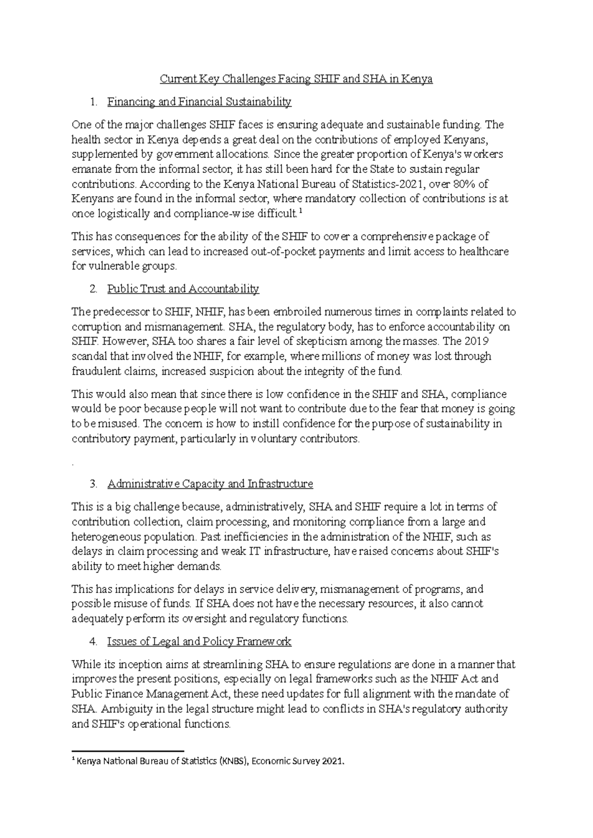 Challenges and Recommendations for SHIF & SHA in Kenya: A Study - Studocu