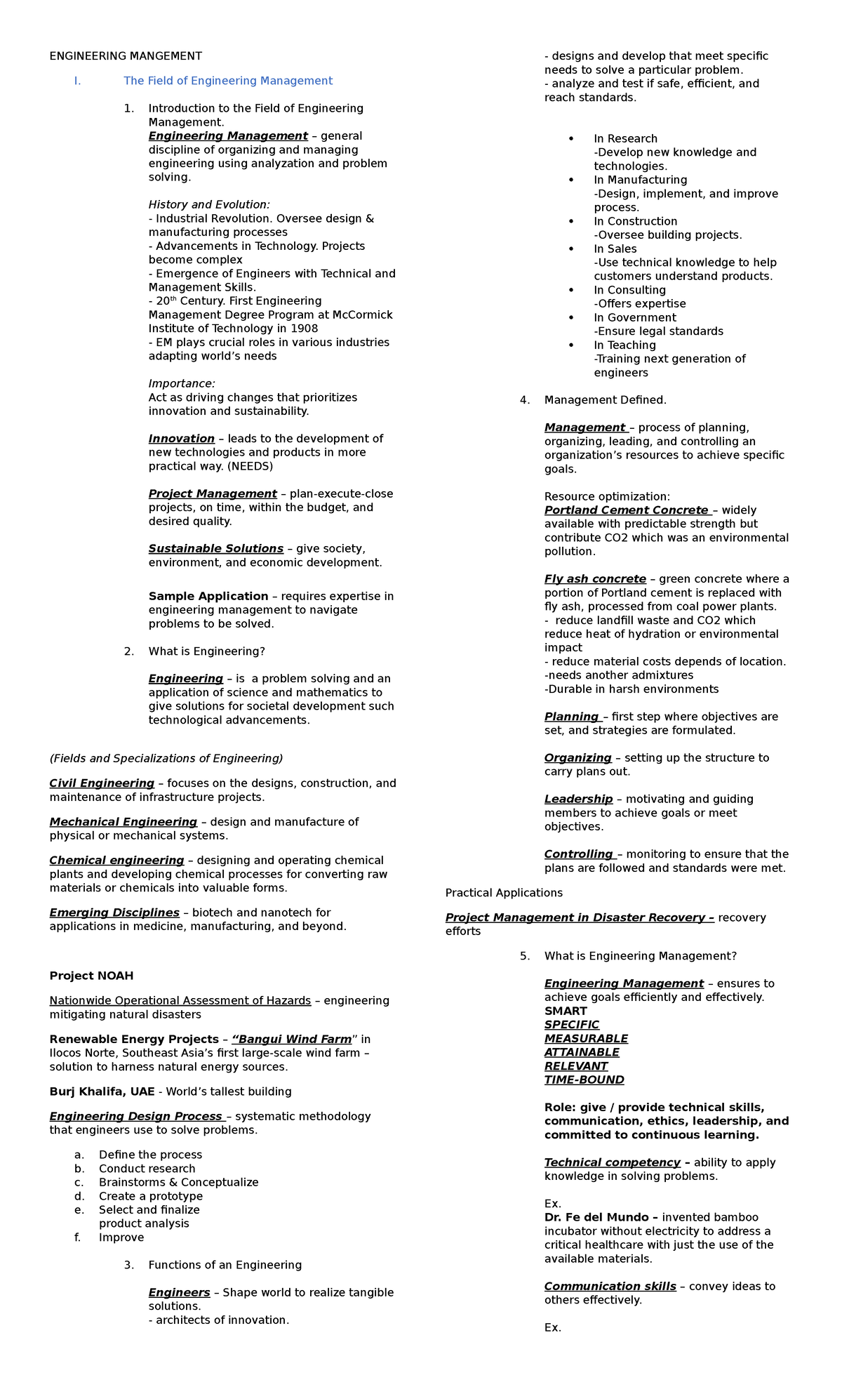 Engineering Management I: Overview, Functions, and Project Strategies ...