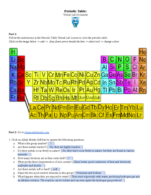 CHEM 120 Unit 2 Lab OL Lab 3 Periodic Table of Elements - OL Lab 3 ...