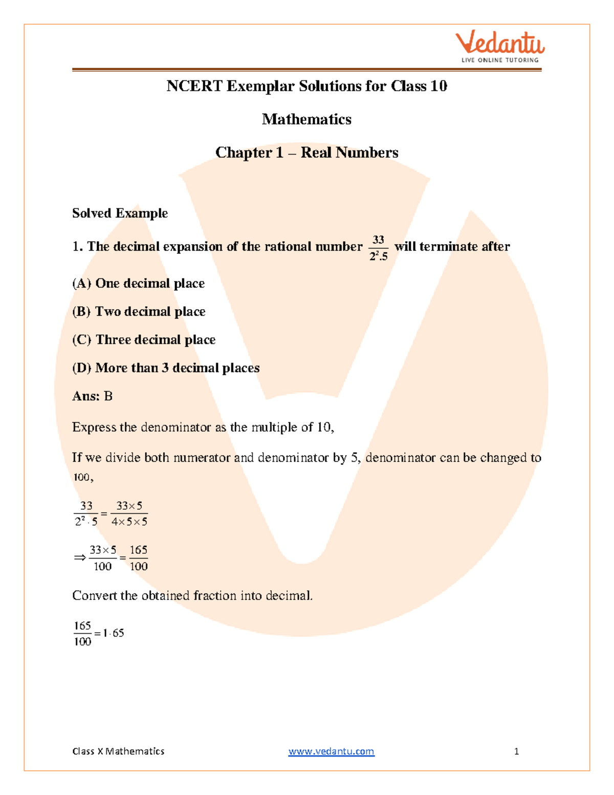 NCERT Exemplar Maths Chapter 1: Real Numbers Solutions - Studocu