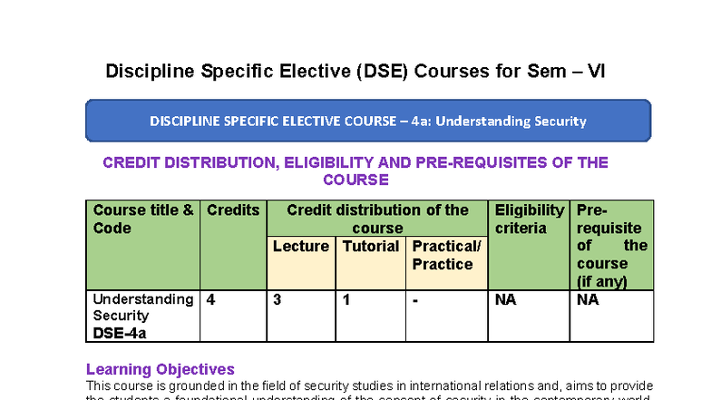 DSE Course 4a: Understanding Security - Sem VI Lecture Notes - Studocu