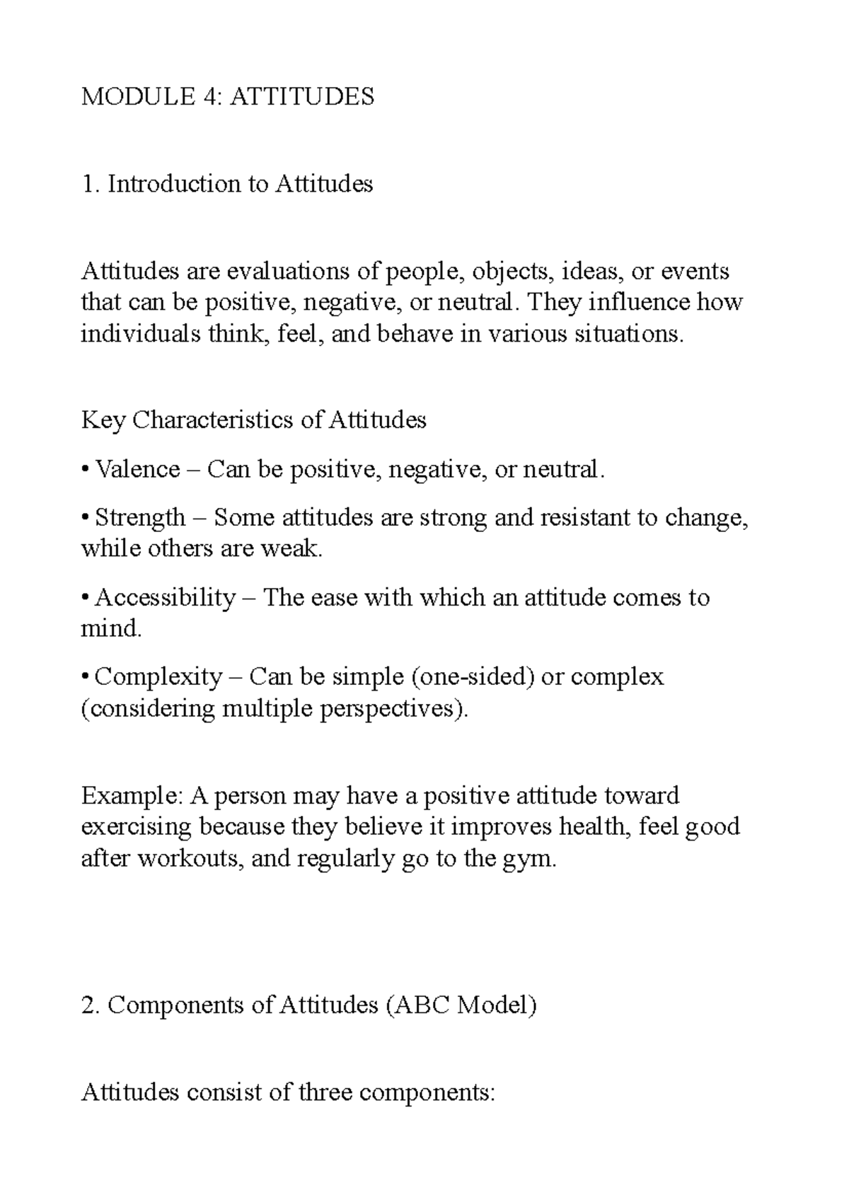 Module 4: Attitudes - Comprehensive Study Notes - Studocu