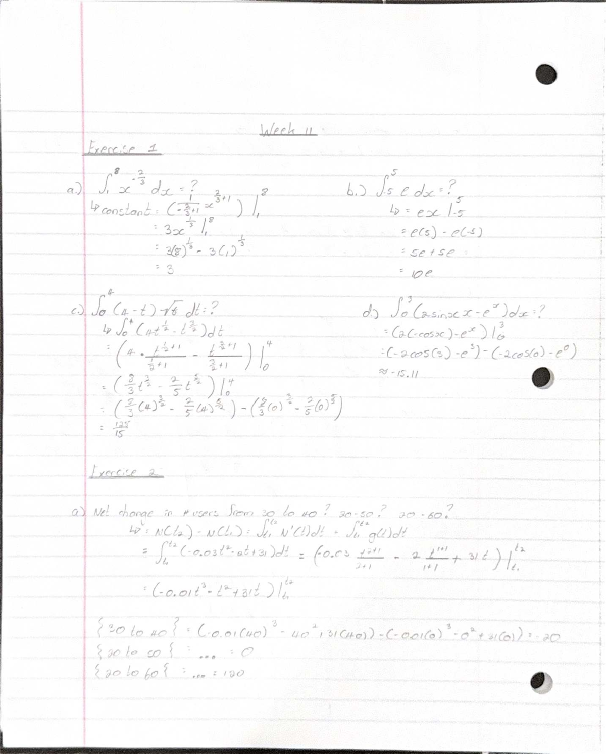 Week 11 - Lecture Notes on Exercises and Calculations - Studocu