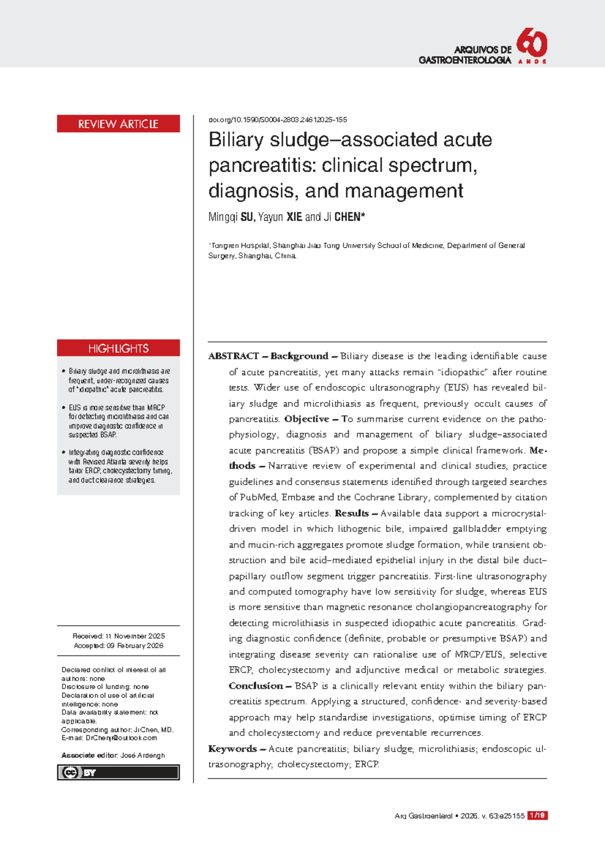 Biliary Acute Pancreatitis: Clinical Spectrum, Diagnosis & Management ...