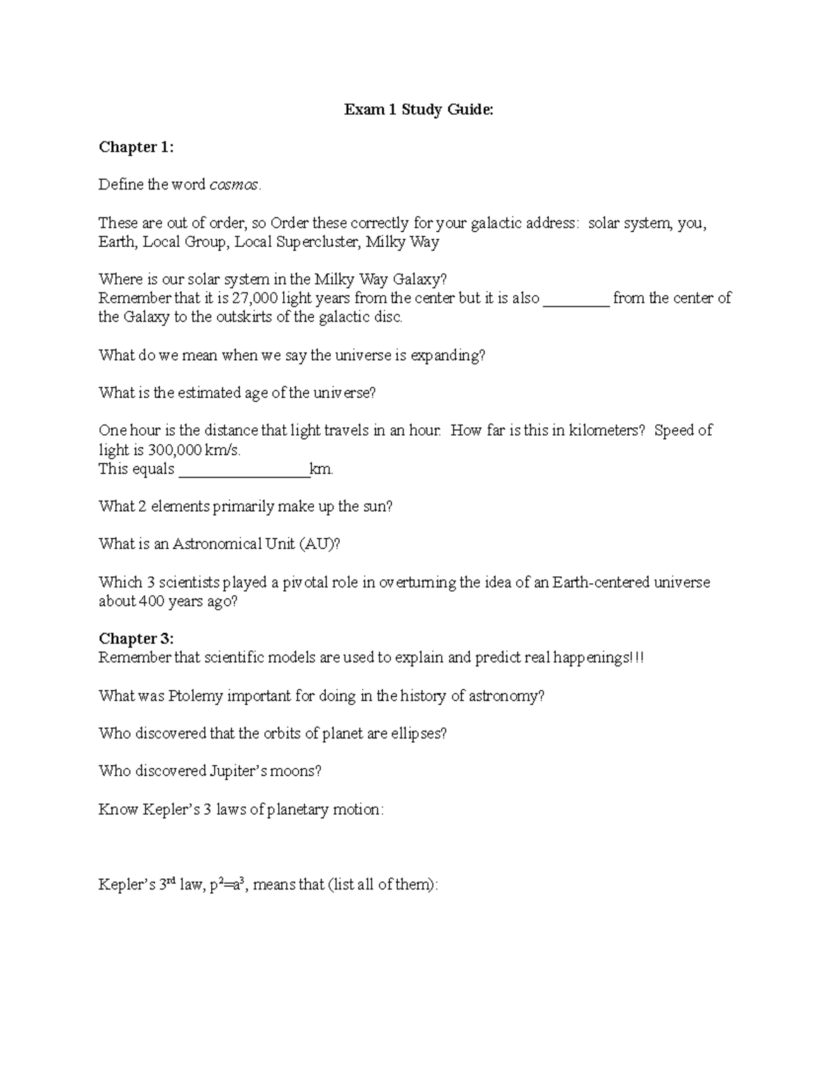 Exam 1 Study Guide - Instructor Amanda Allison - Exam 1 Study Guide ...