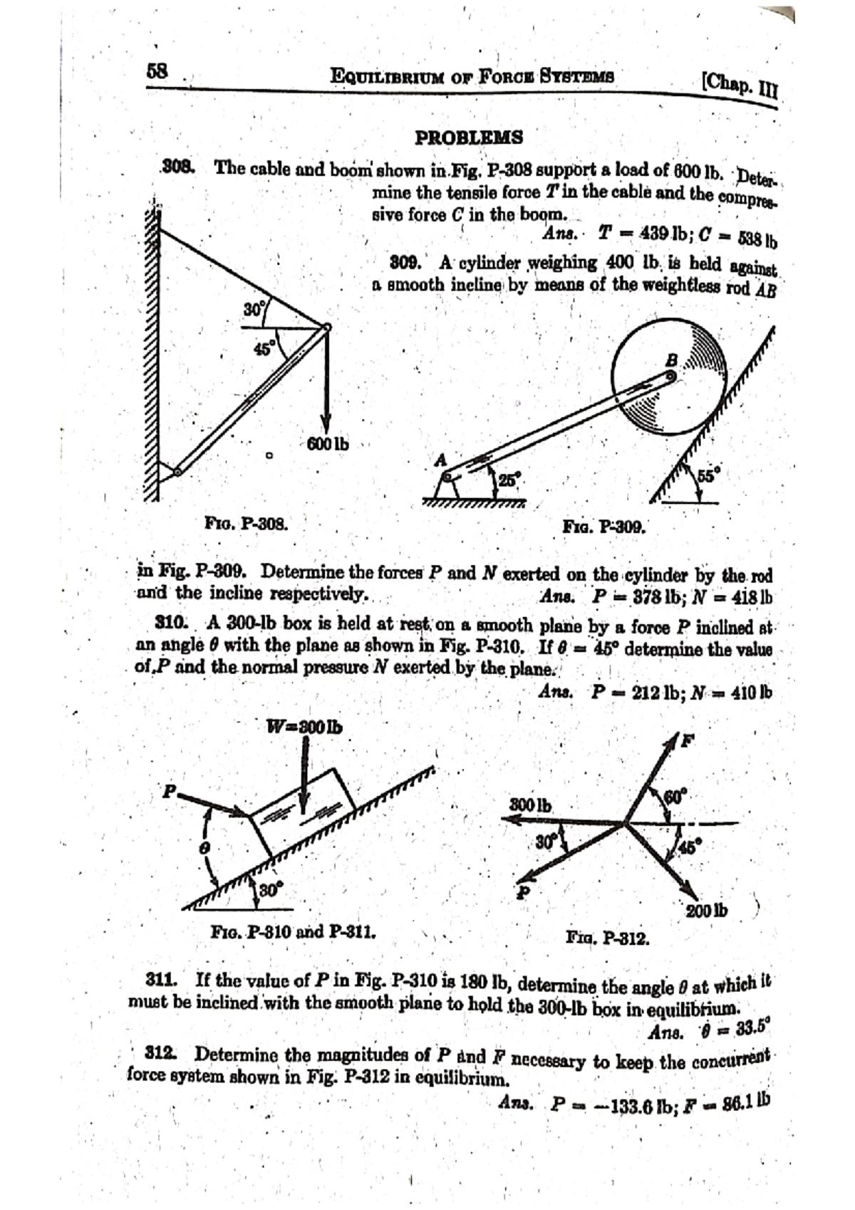 Equilibrium of Force Systems Problems 308-358 Solutions - Studocu