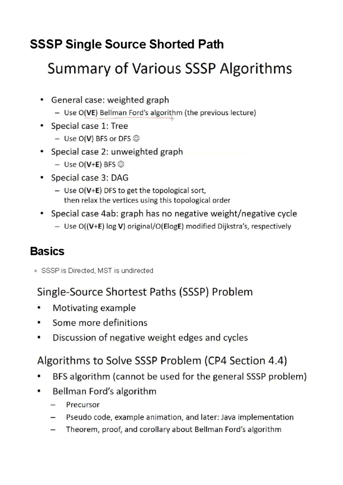 Single Source Shortest Path Notes: Basics & Definitions - Studocu