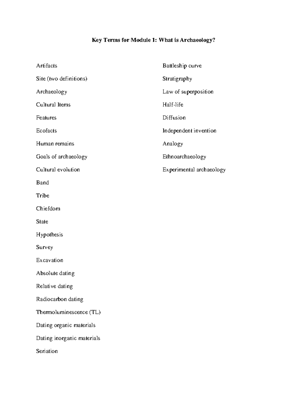 Archaeology Module 1 & 2 Lecture Notes: Key Concepts & Definitions ...