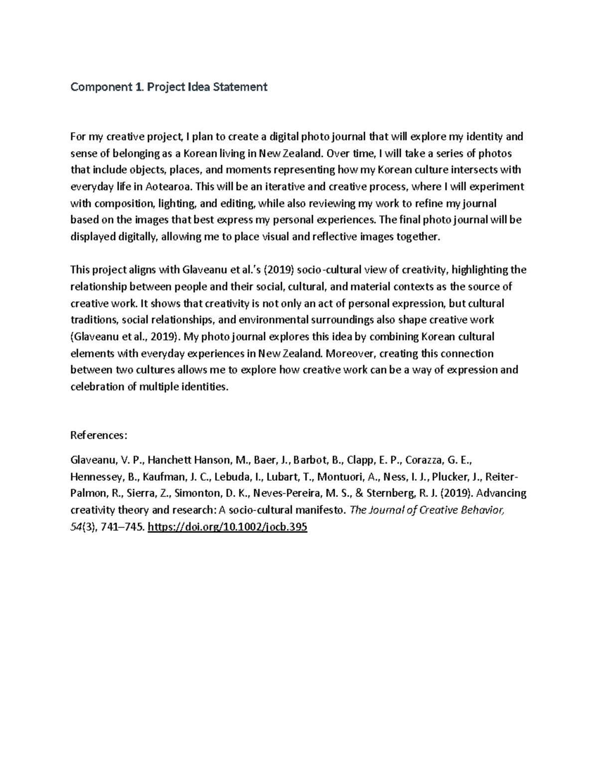 EDUC100 G: Project Idea Statement for Digital Photo Journal - Studocu