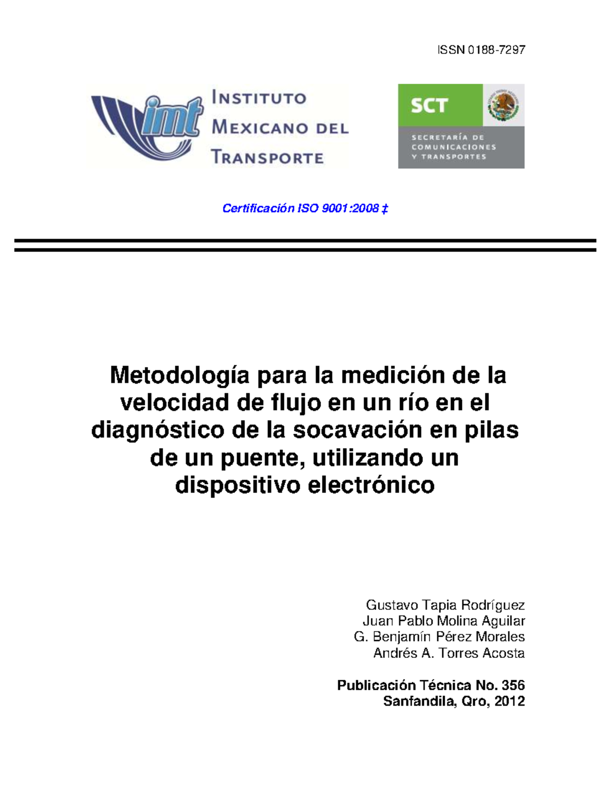 Pt356 - Metodología para Medir Velocidad de Flujo en Ríos - Studocu