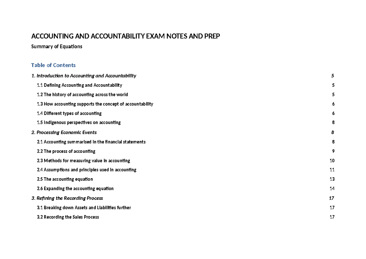 ACCT 101: Exam Notes on Accounting & Accountability Concepts - Studocu