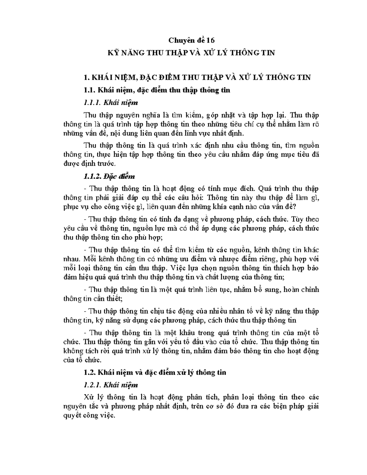 Kỹ Năng Thu Thập và Xử Lý Thông Tin - Chuyên Đề 16 - Document Preview