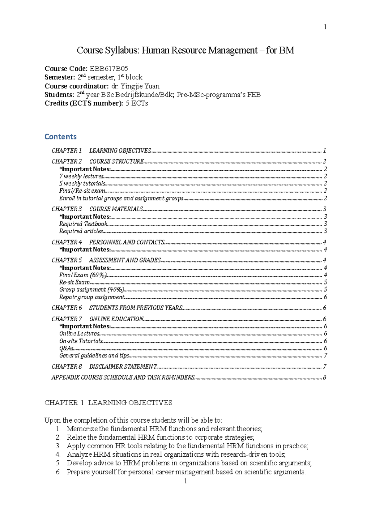 HRM-BM EBB617B: Human Resource Management Course Syllabus 2022 ...