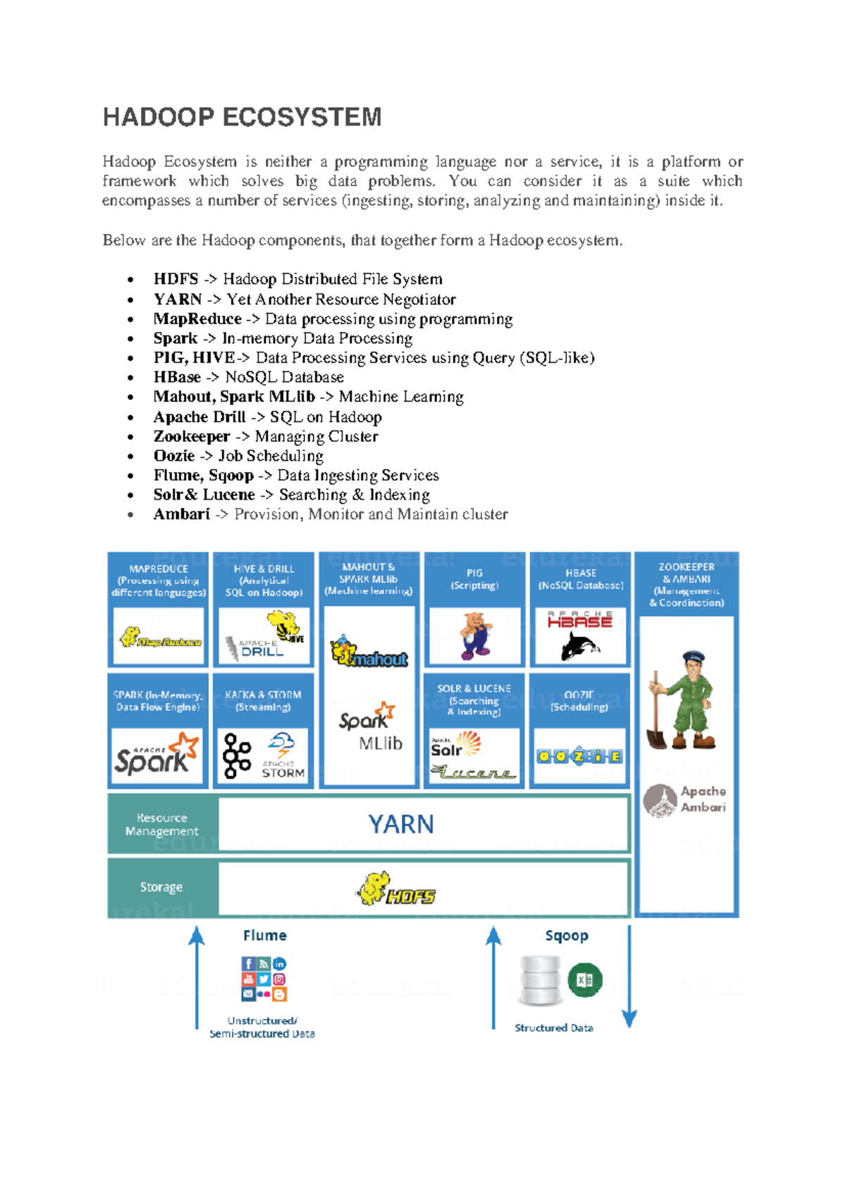 HADOOP ECOSYSTEM: Overview of Key Components and Their Functions - Studocu
