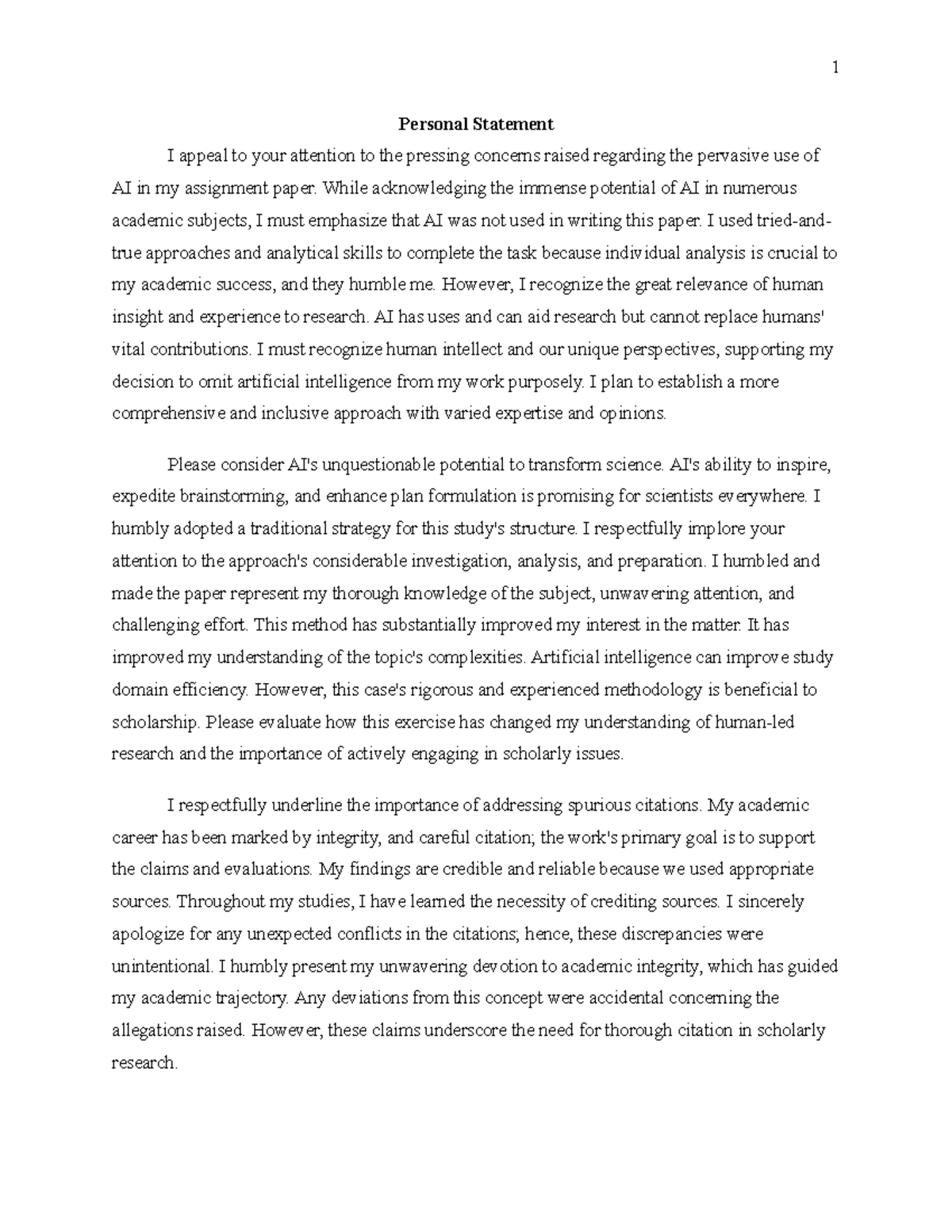 Personal Statement - Reflections on AI and Academic Integrity - Studocu