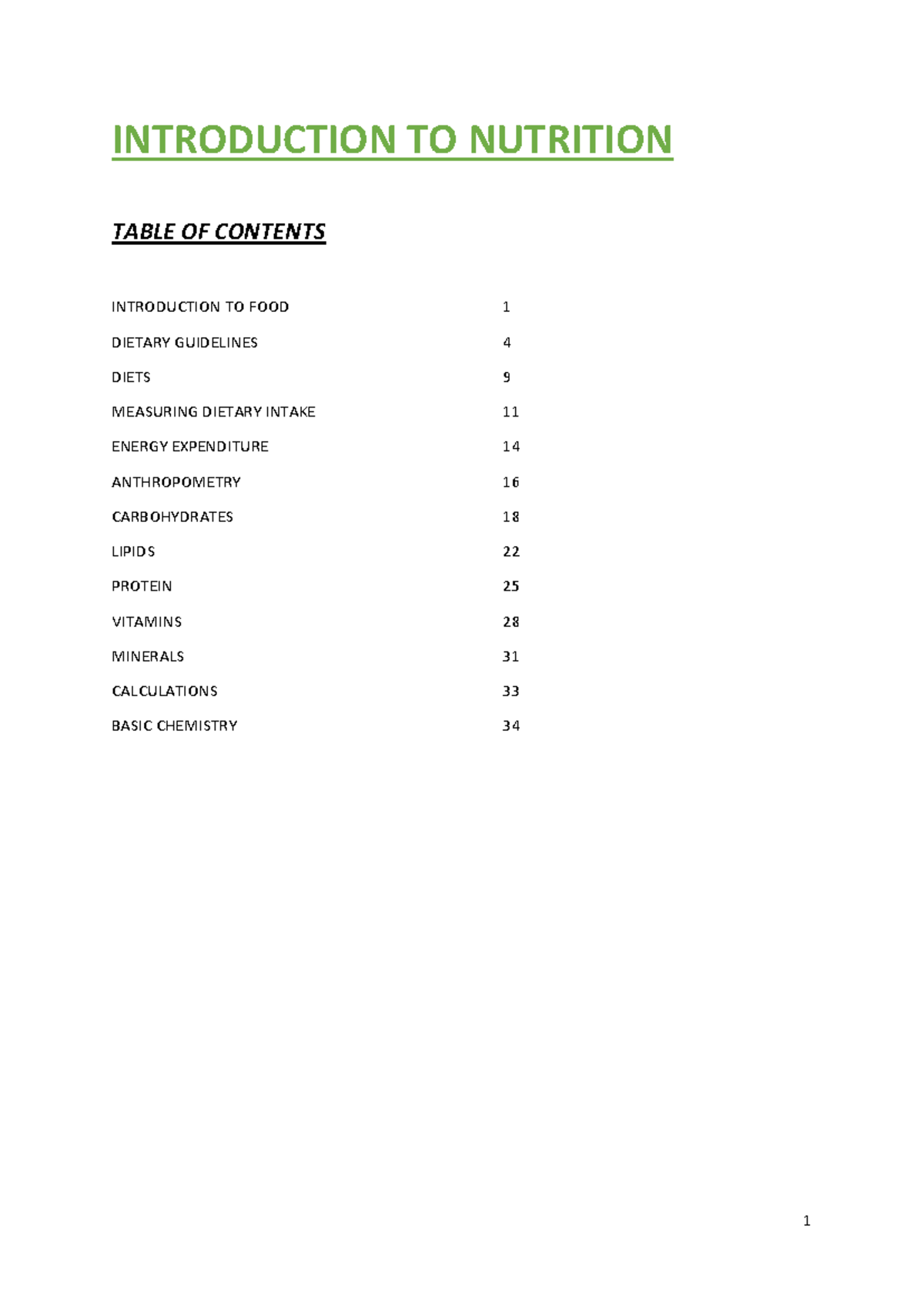 43180 - Introduction to Nutrition: Key Concepts & Guidelines Notes ...