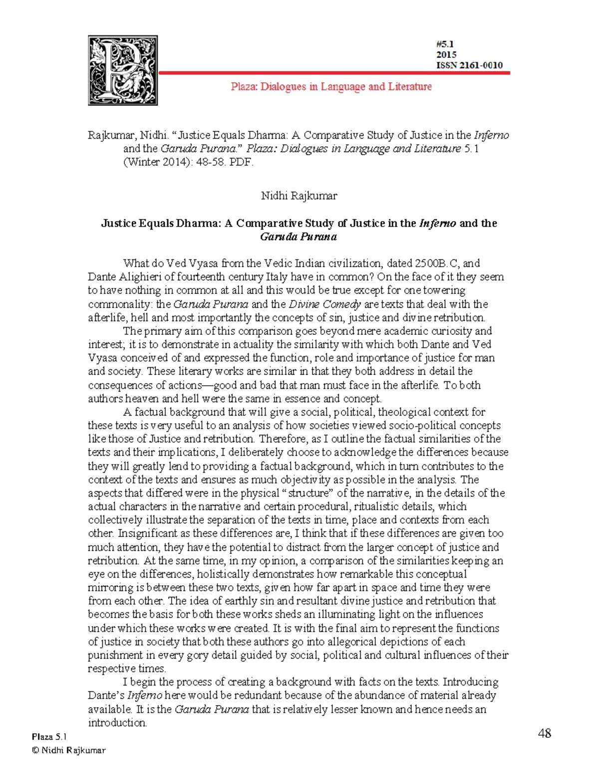Admin, Rajkumar - Final Exam Study on Justice in Inferno & Garuda ...