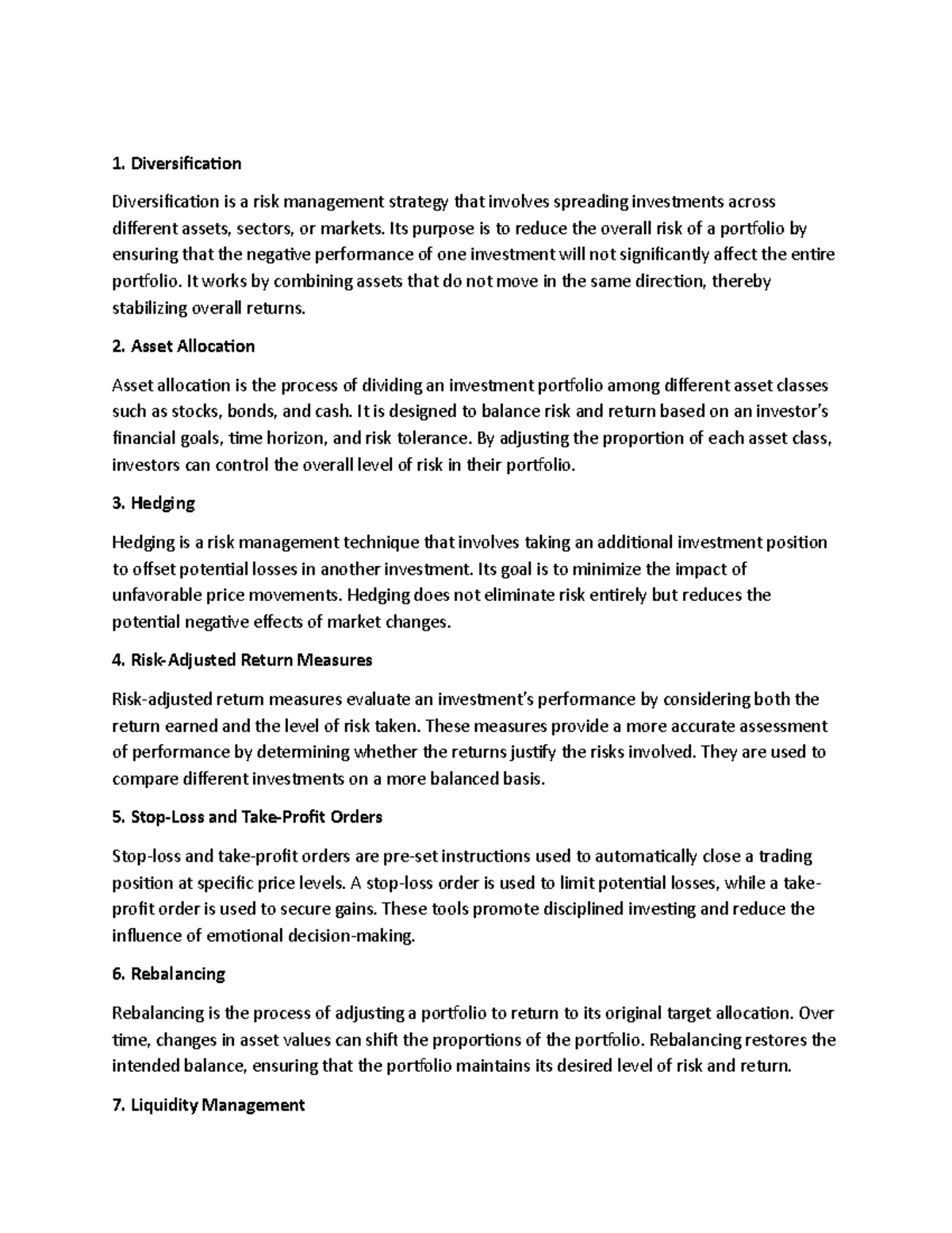 FINMA - Risk Management Strategies and Techniques Notes - Studocu