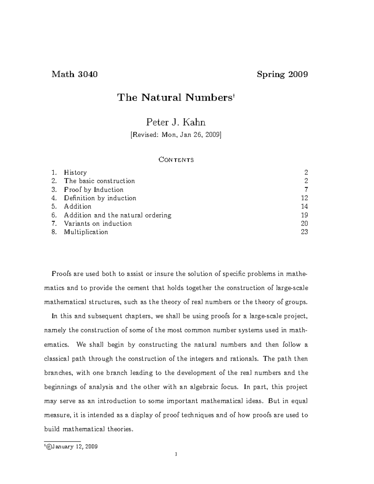 **Math 3040: Understanding the Natural Numbers - Lecture Notes** - Studocu