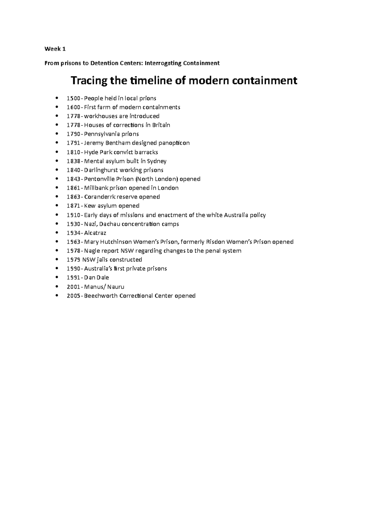 Tracing the Timeline of Modern Containment: A Study on Detention ...