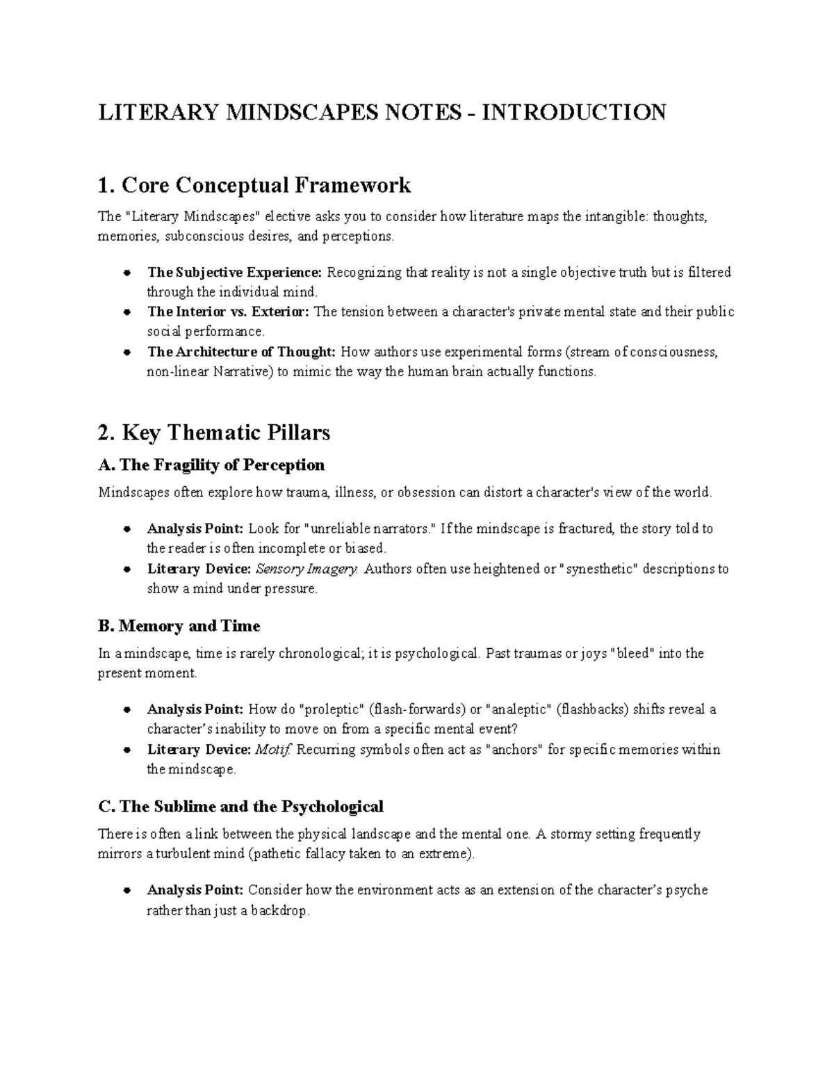 Literary Mindscapes Notes HSC: Key Concepts & Analysis - Studocu
