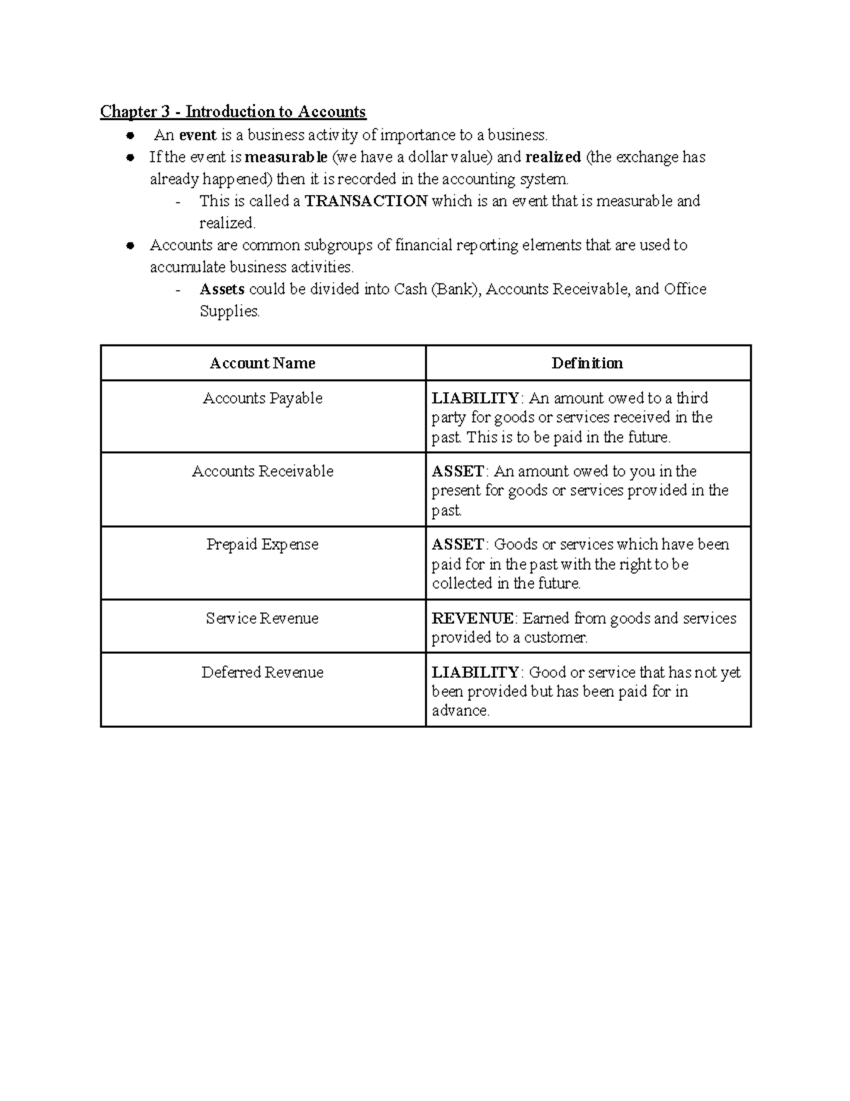 Chapter 3 - Intro to Accounts: Understanding Transactions and Elements ...