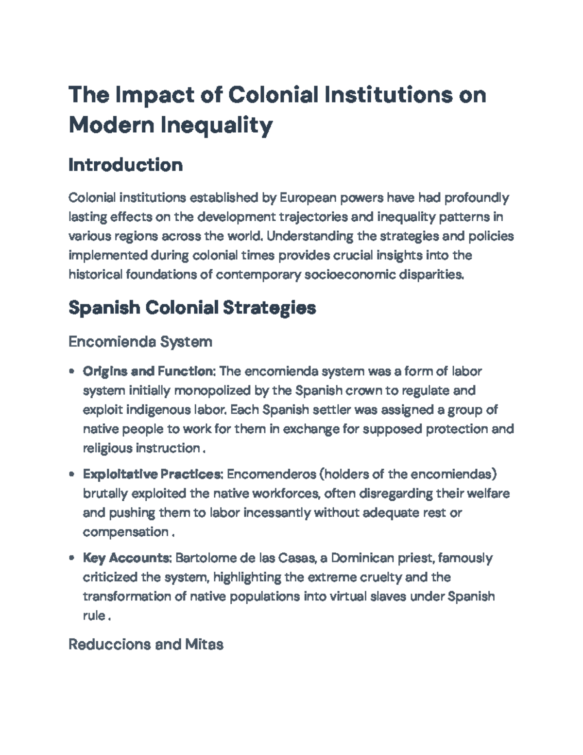 The Impact of Colonial Institutions on Modern Inequality: A Comparative ...