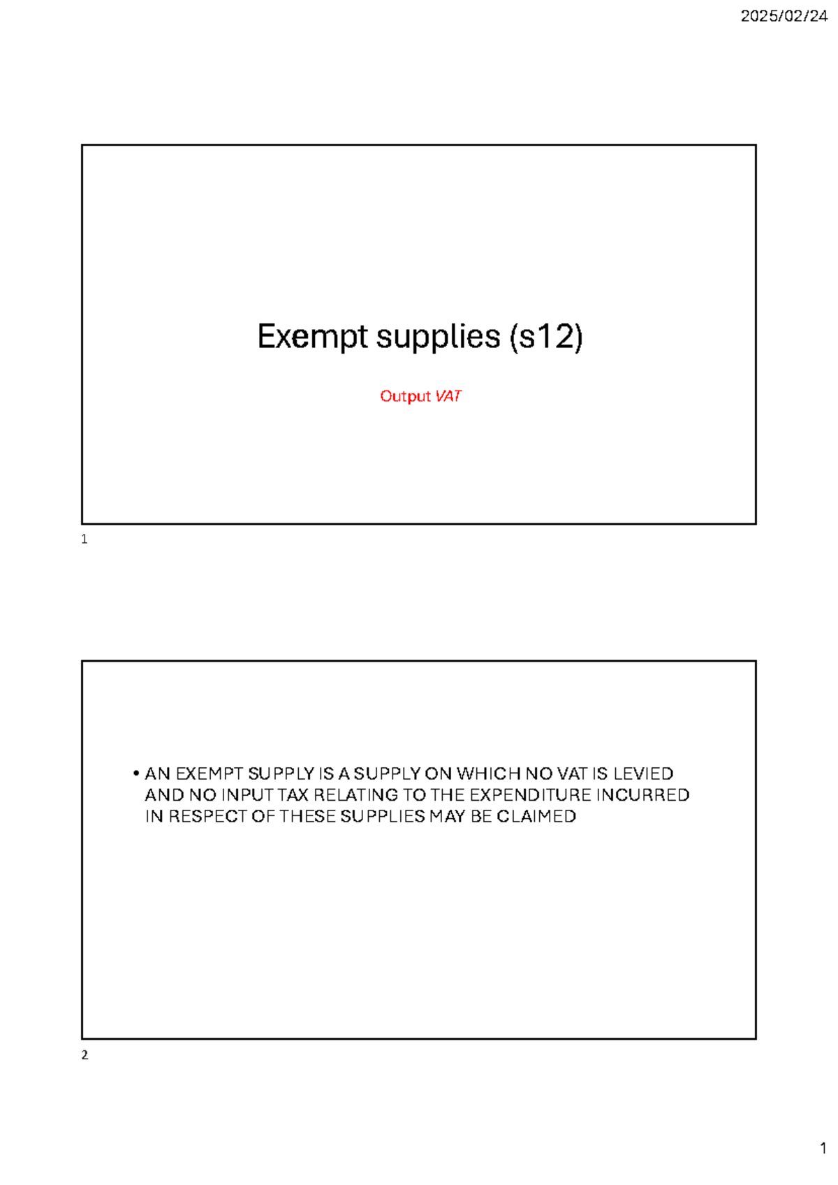 Value Added Tax (VAT) Lesson 5: Exempt Supplies Overview - Studocu
