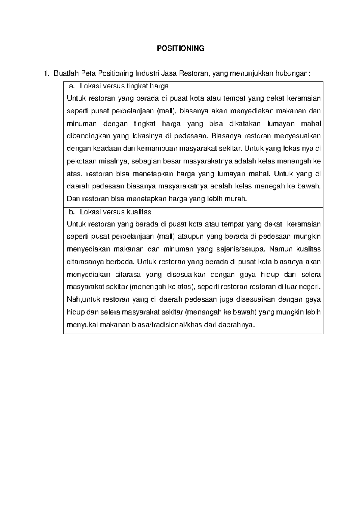 Peta Positioning Industri Jasa Restoran dan Strategi Fokus Dalam Bisnis ...