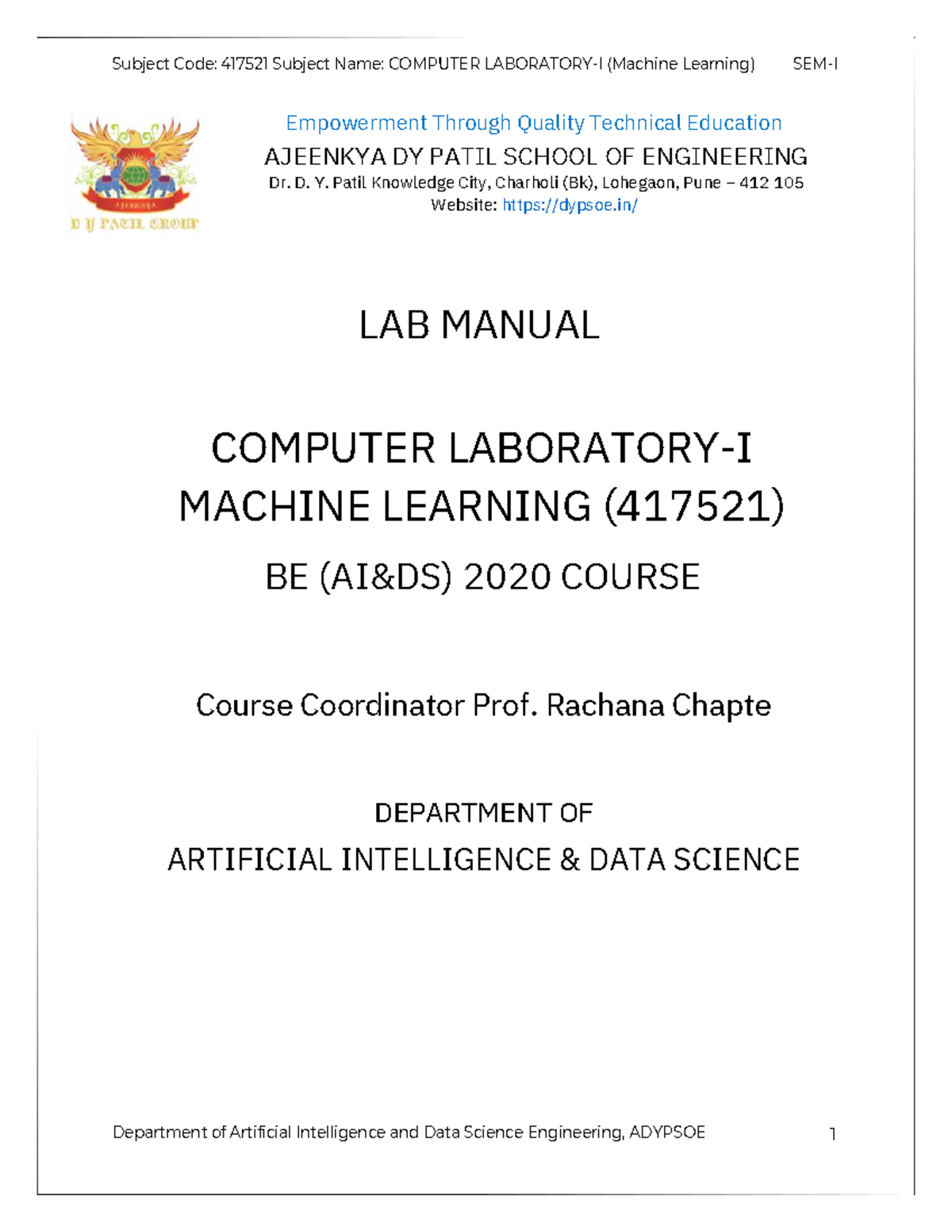ML- Lab Manual Sent (3).pdf - Department of Artificial Intelligence and ...