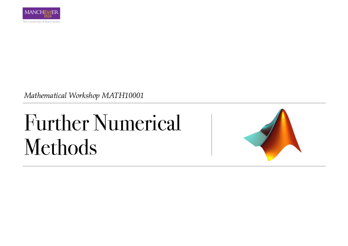 MATH Workshop: Week 5 Numerical Methods Slides - Studocu