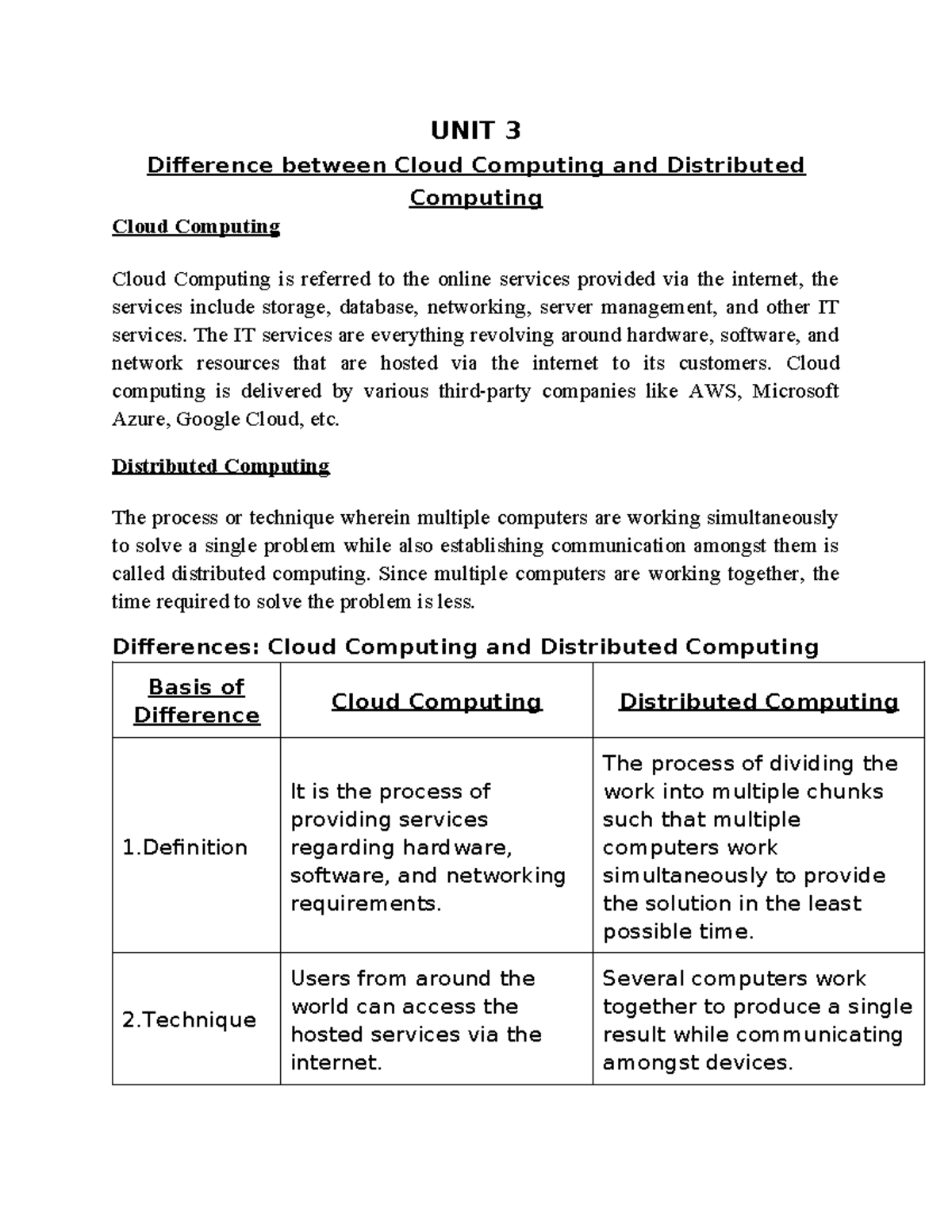 UNIT 3- Difference Between cc and dc - UNIT 3 Difference between Cloud ...