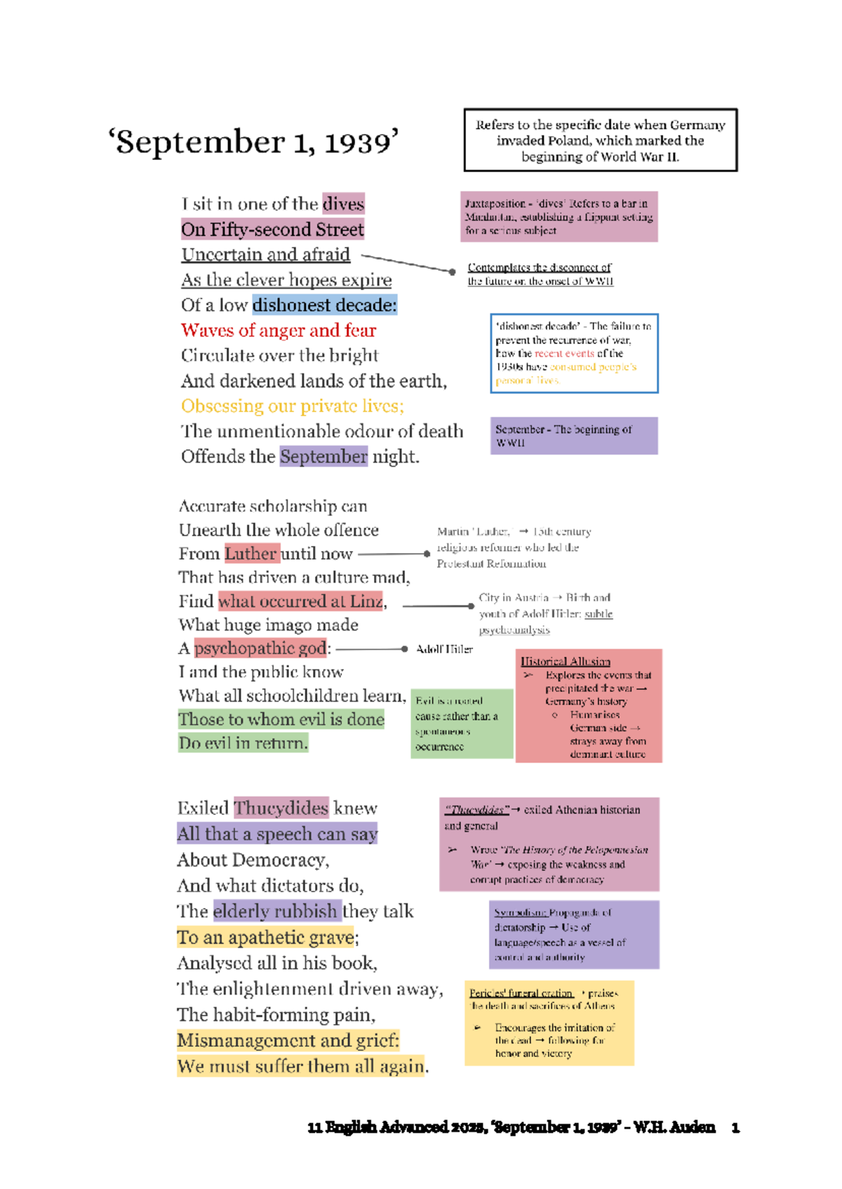 11 English Advanced 2025, 1, W.H. Auden: Poetry as Political Dissent ...