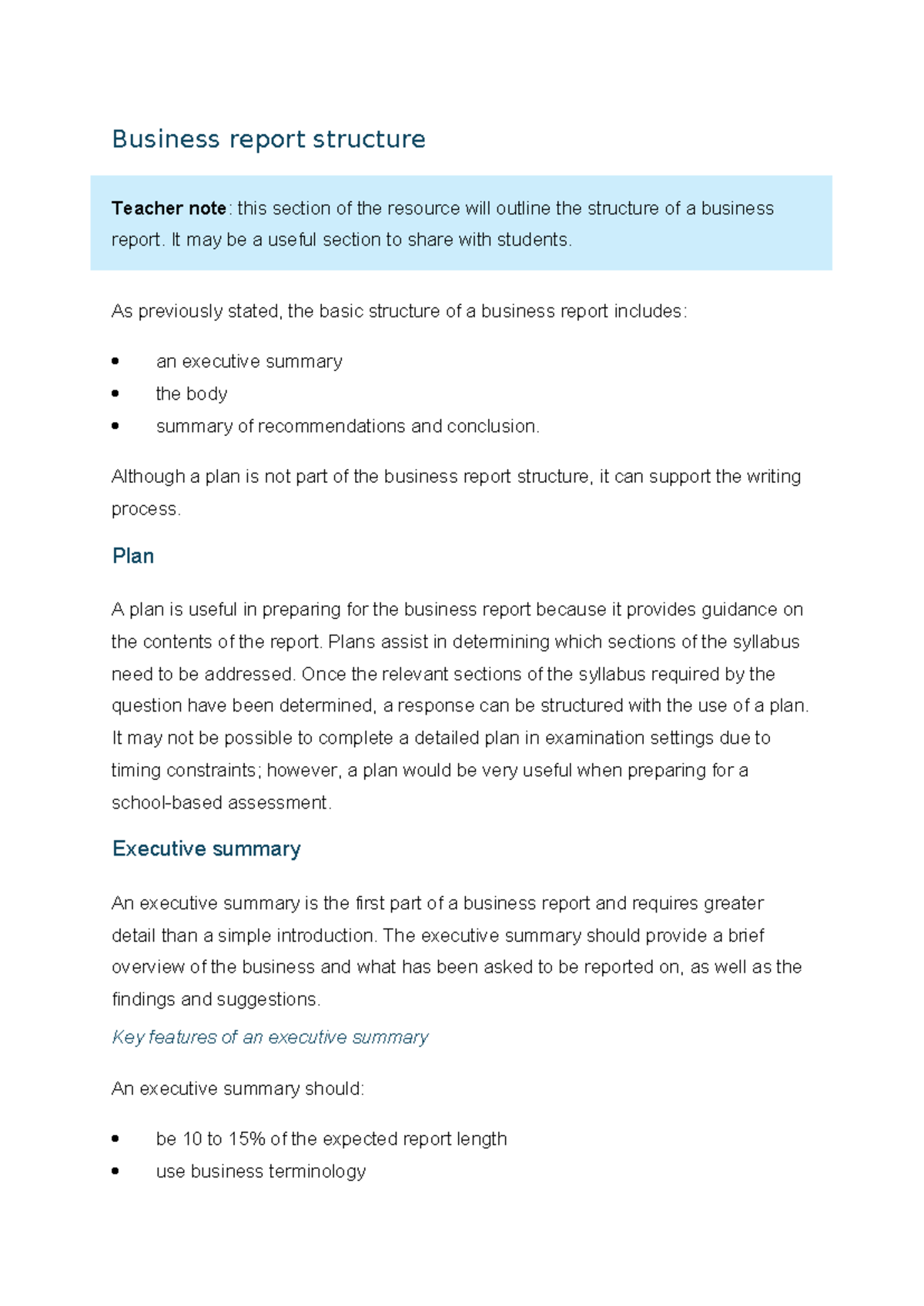 Business Report Structure Guide: Key Elements & Recommendations - Studocu
