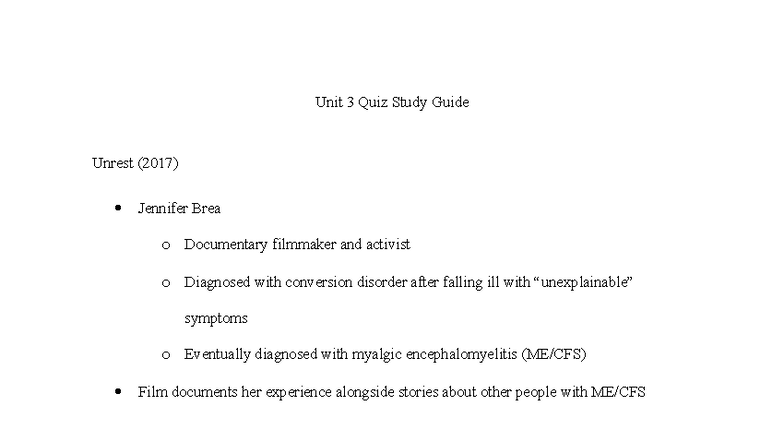 Unit 3 Quiz Study Guide: Disability Studies & Medicalization - Studocu