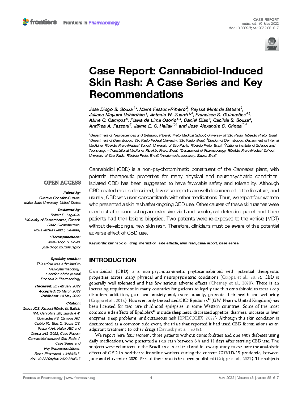 CASE STUDY: Canabidiol-Induced Skin Rash - A Series of Four Cases - Studocu