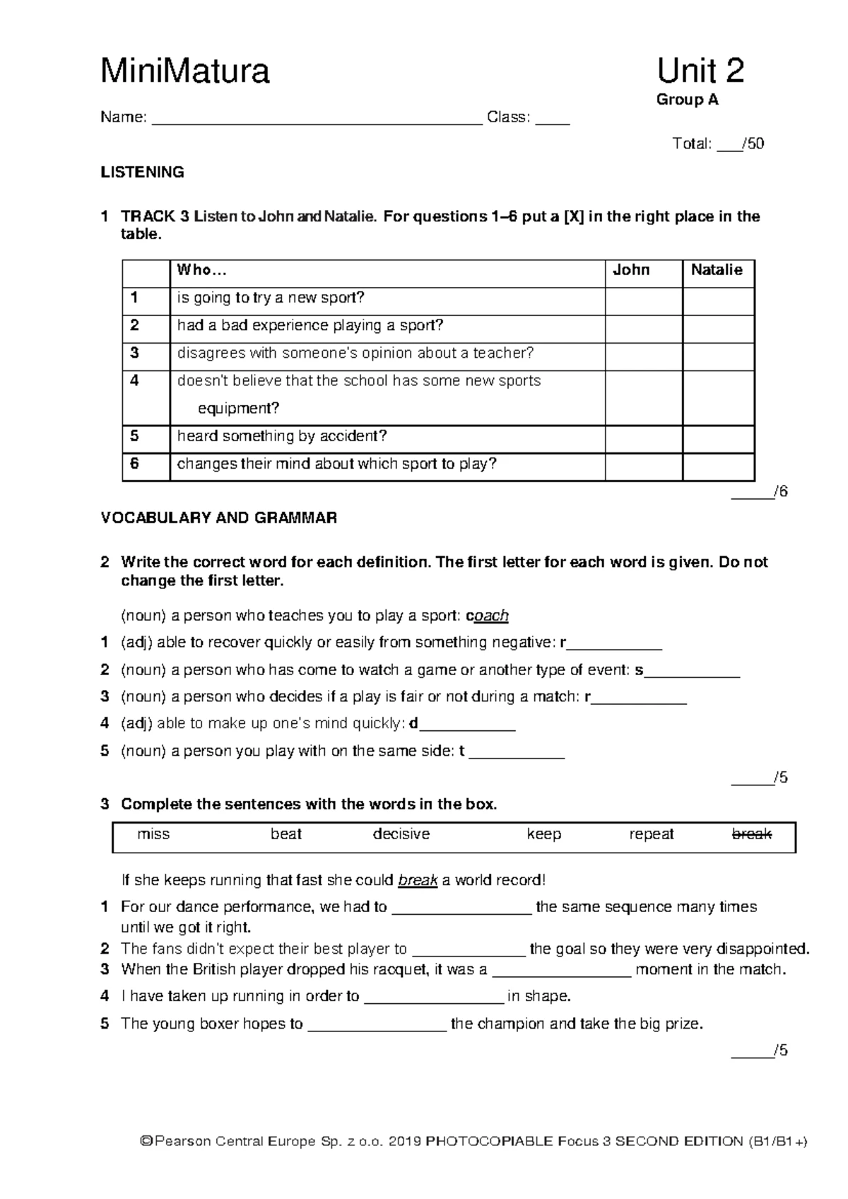 Focus 2 2ed Uo E Quiz Unit 8: Phrasal Verbs Group B - Studocu