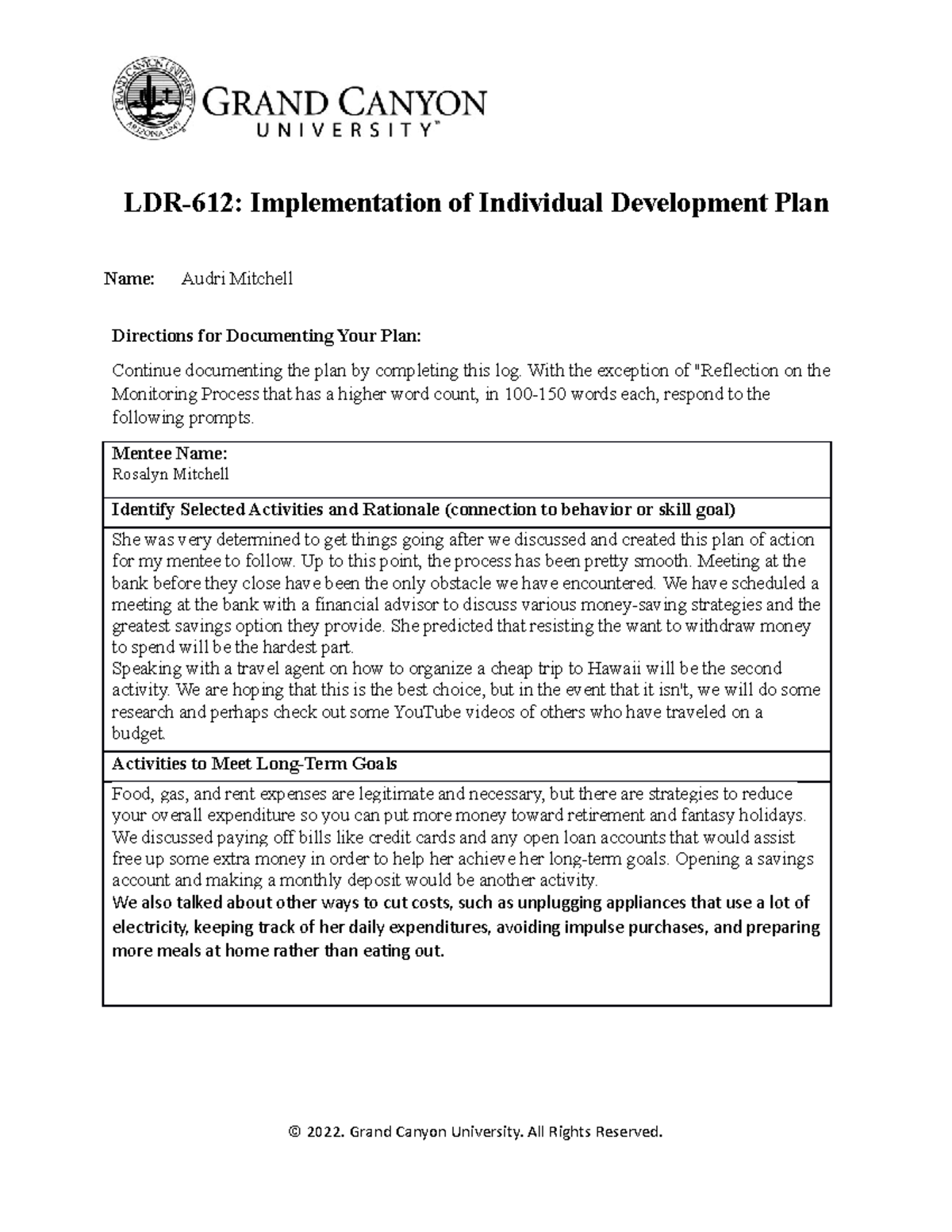 LDR 612 RS T5: Individual Development Plan Implementation Notes - Studocu