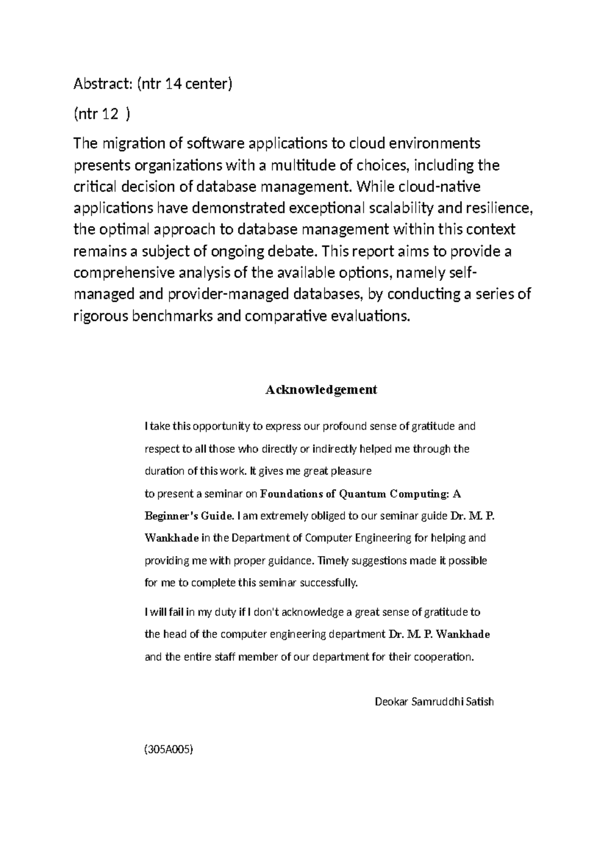 Cloud Computing: Database Management in Modern Applications (NTR 14 ...