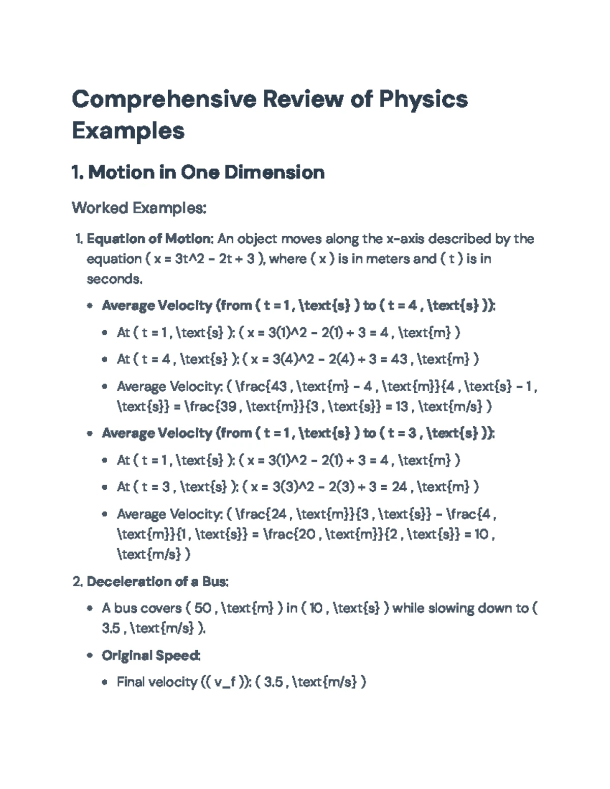 Physics and Measurements Examples: Calculations and Conversions ...