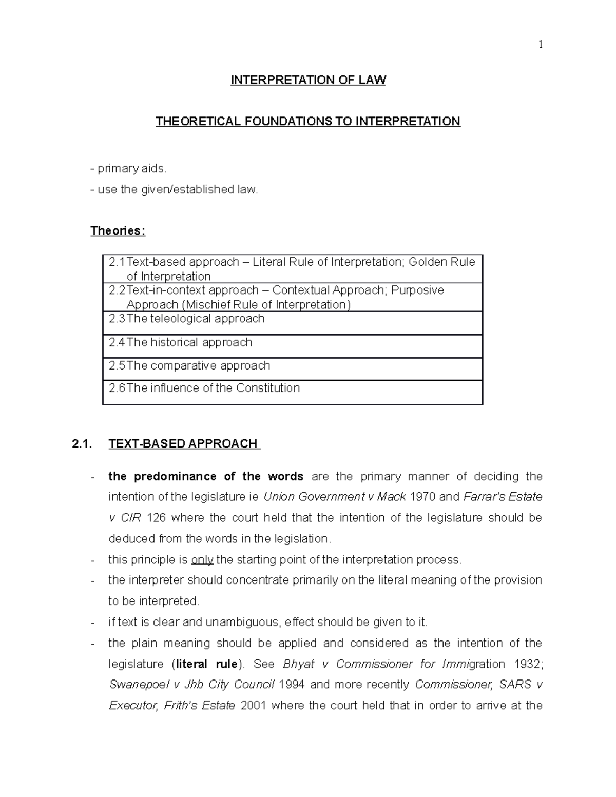 2. Theoretical Foundations of Law Interpretation: Key Approaches and  Concepts - Studocu