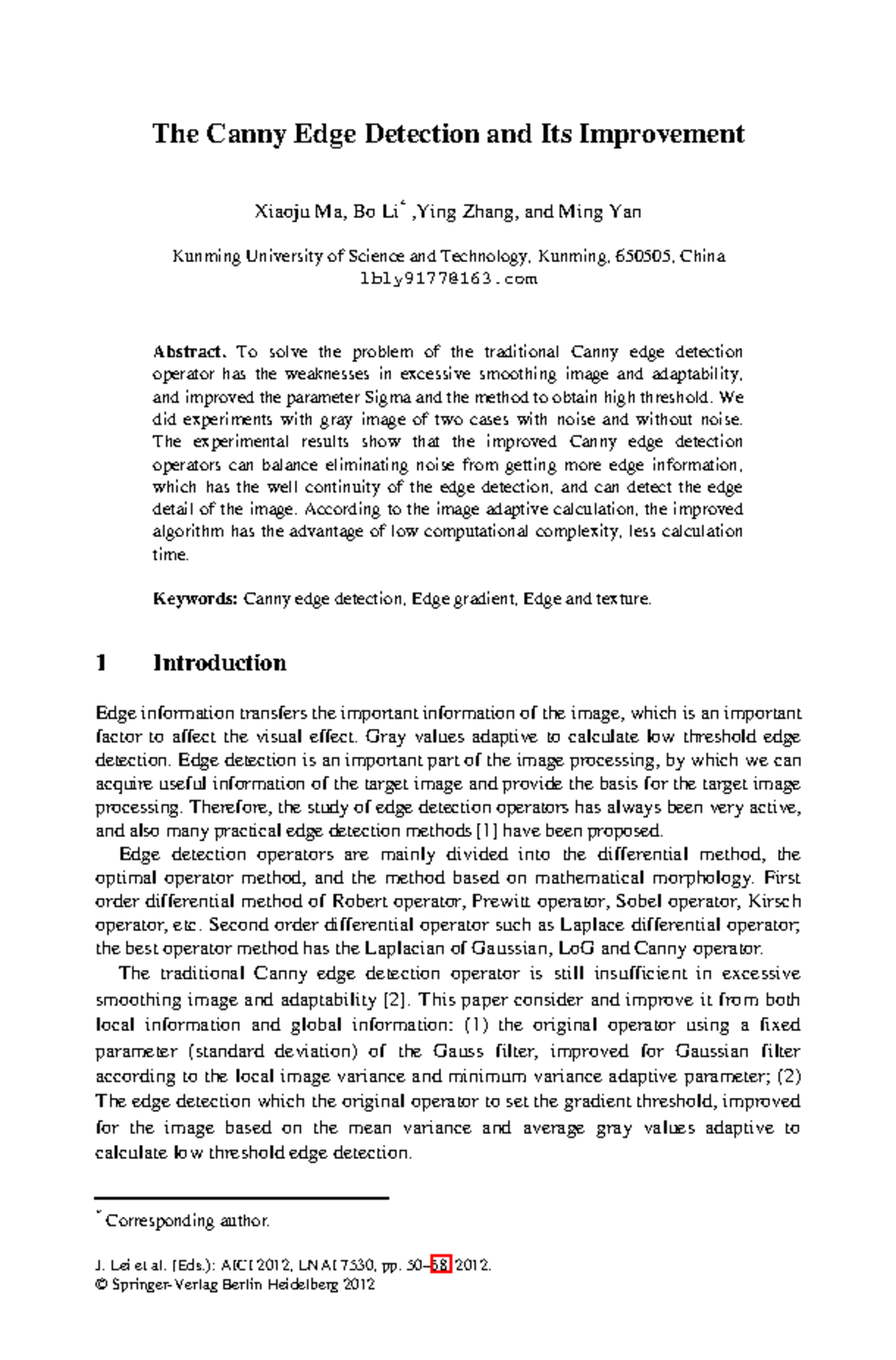 Improved Canny Edge Detection Techniques for Image Processing (AICI ...