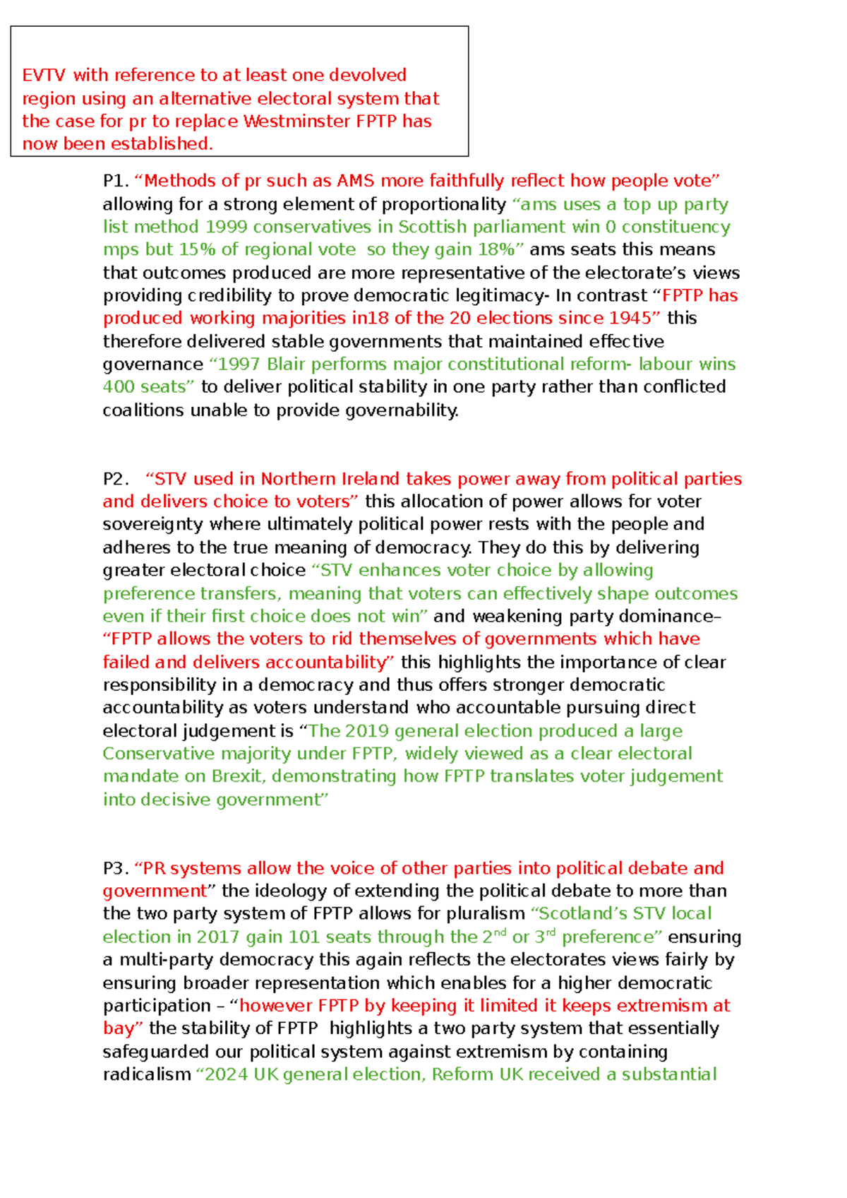 Politis Y13 Mock Paper 1 Essay Plans: Electoral Systems & Rights ...
