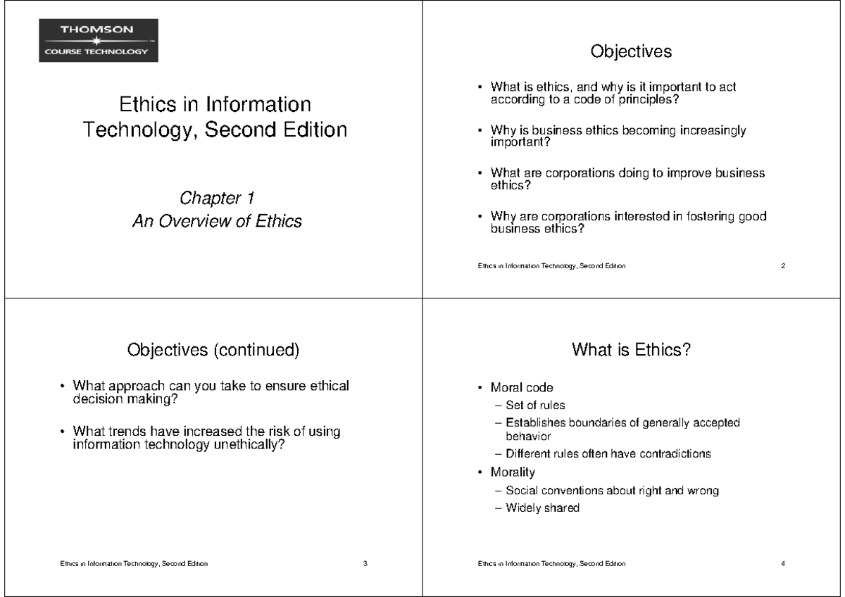 01 - No much time please - Ethics in Information Technology, Second ...