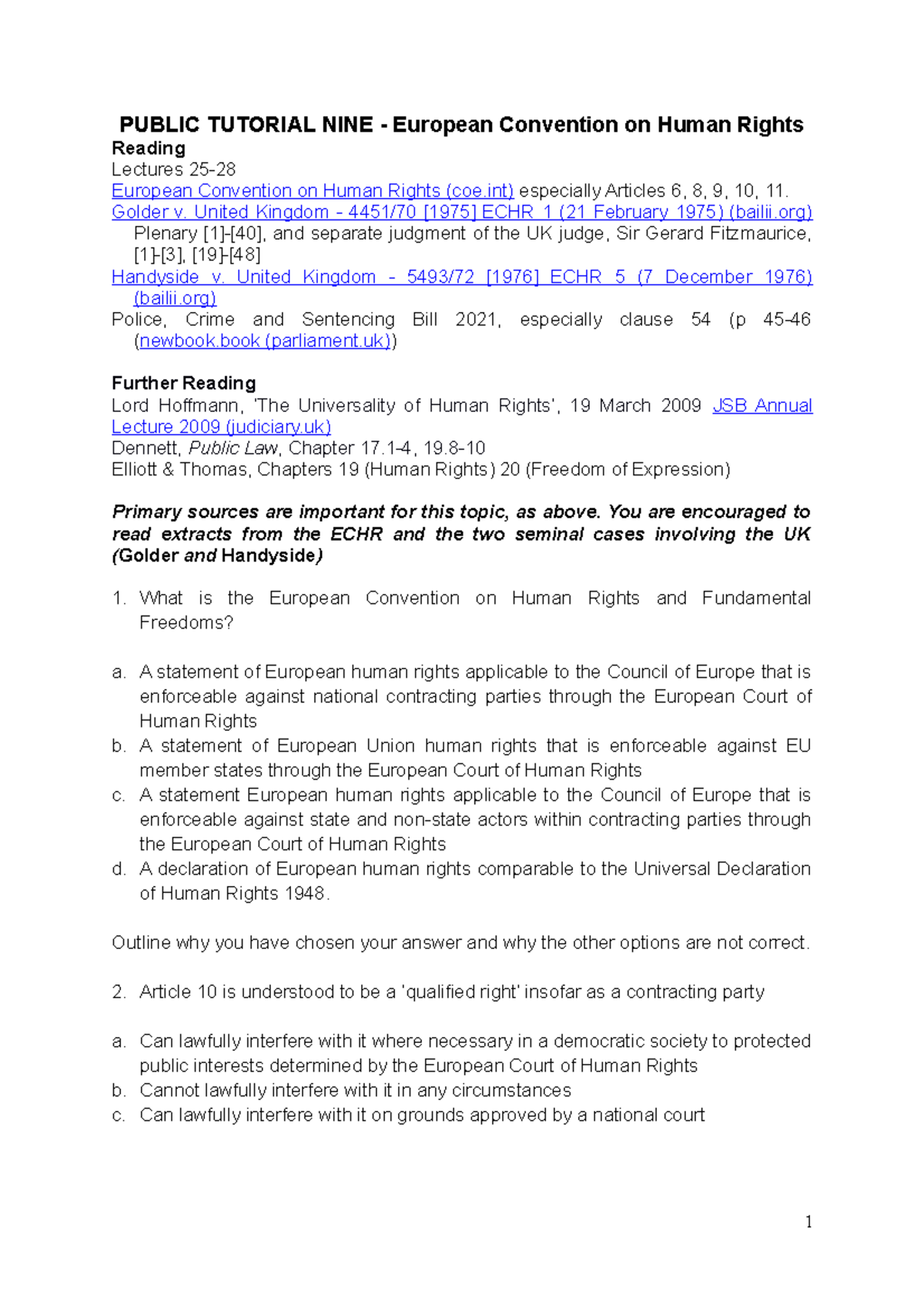 Preparation echr tutorial revised final - PUBLIC TUTORIAL NINE ...