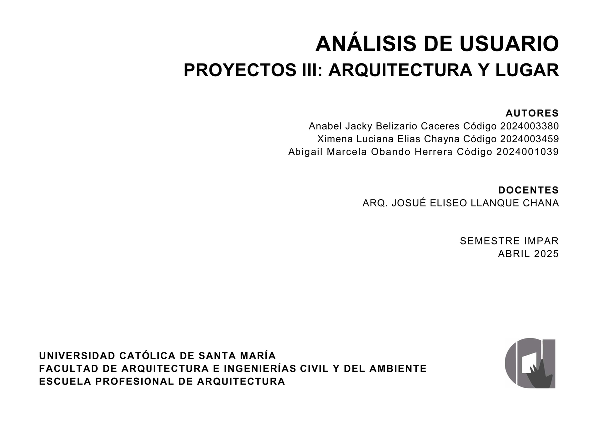 Análisis de Usuario en Proyectos de Arquitectura - ARQ 2024003380 - Studocu