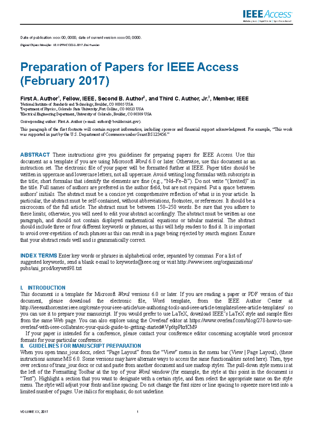 IEEE Access Paper Preparation Guidelines Template - Studocu
