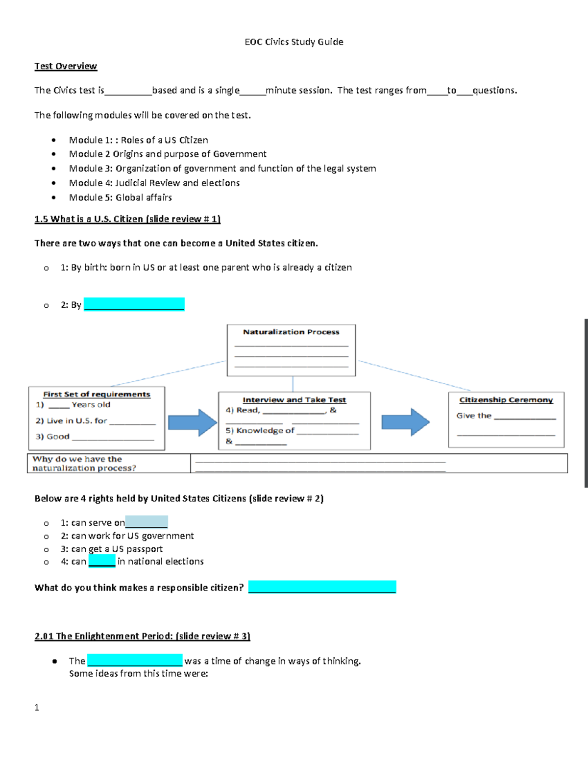 EOC Civics Review Study Guide - Key Concepts and Modules - Studocu