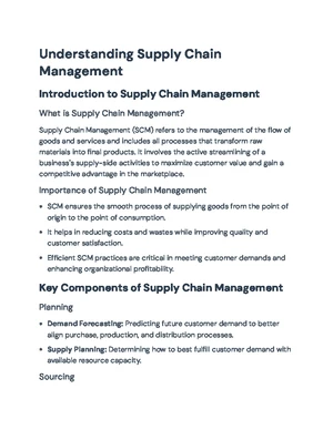 Supply Chain Management - Study Notes & Assignments - Studocu