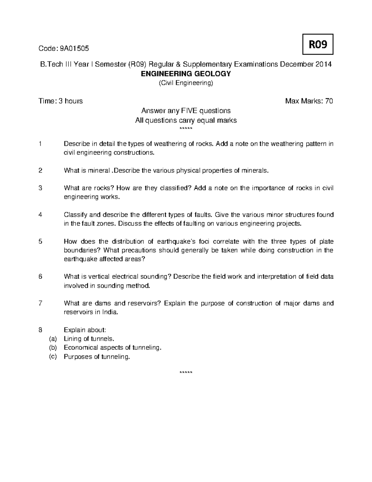 R09 - Code: 9A B III Year I Semester (R09) Regular & Supplementary ...